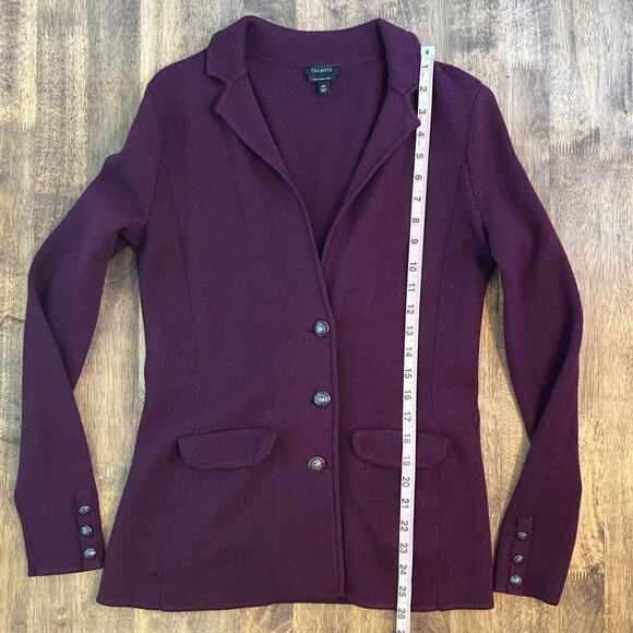 Talbots 100% Merino Wool Three-Button Blazer Sweater Purple Women’s Size XSmall - Picture 6 of 9